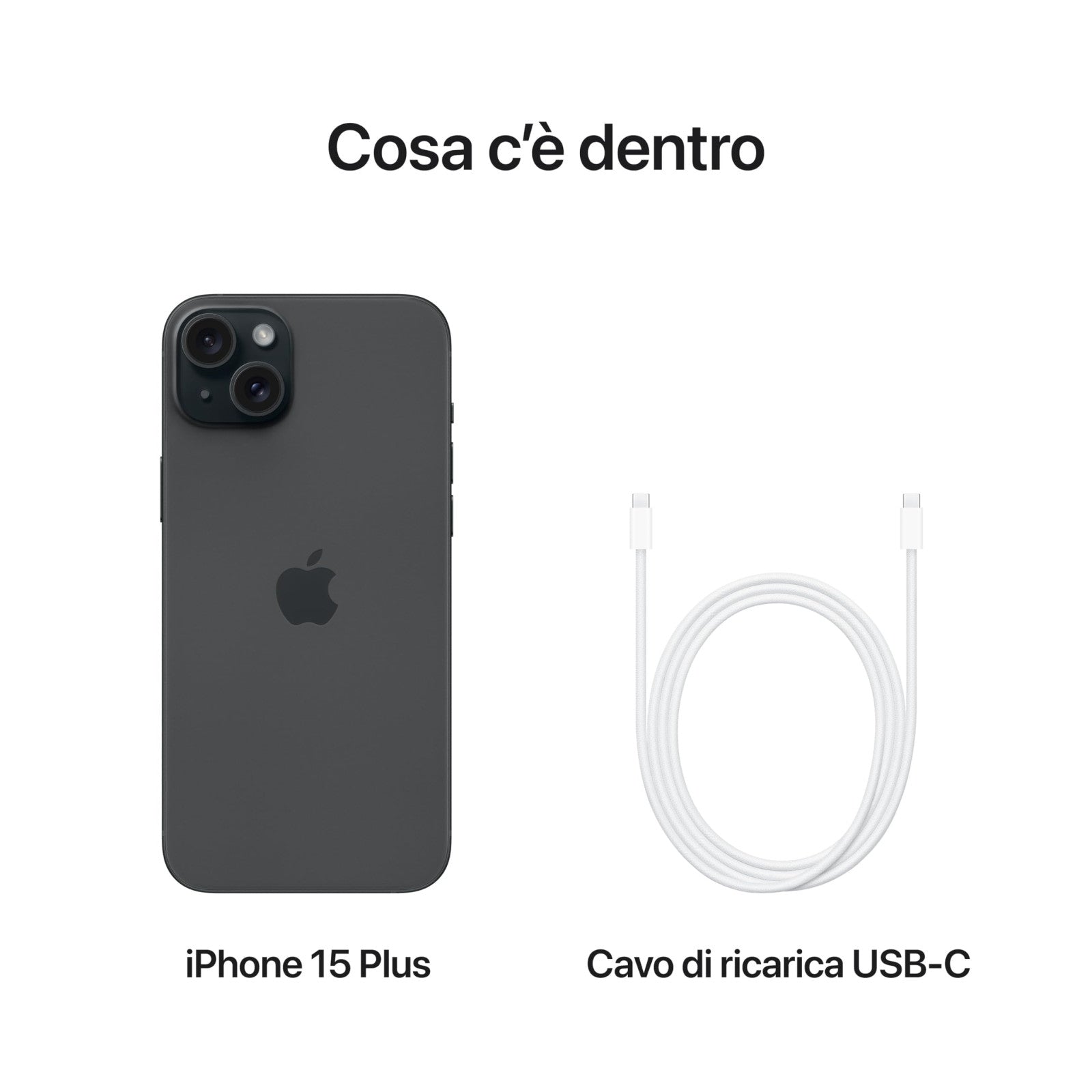 Apple iPhone 15 Plus 128GB Nero, Fotocamera 48MP, USB-C, MU0Y3QL/A