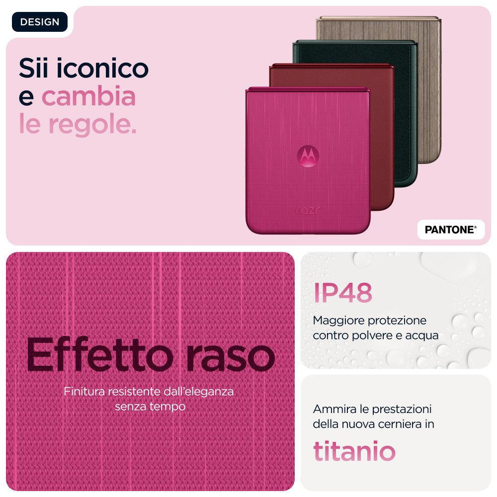 Motorola razr 60 ultra Smartphone Pieghevole 5G 512GB Rosa Android 15 Doppia SIM