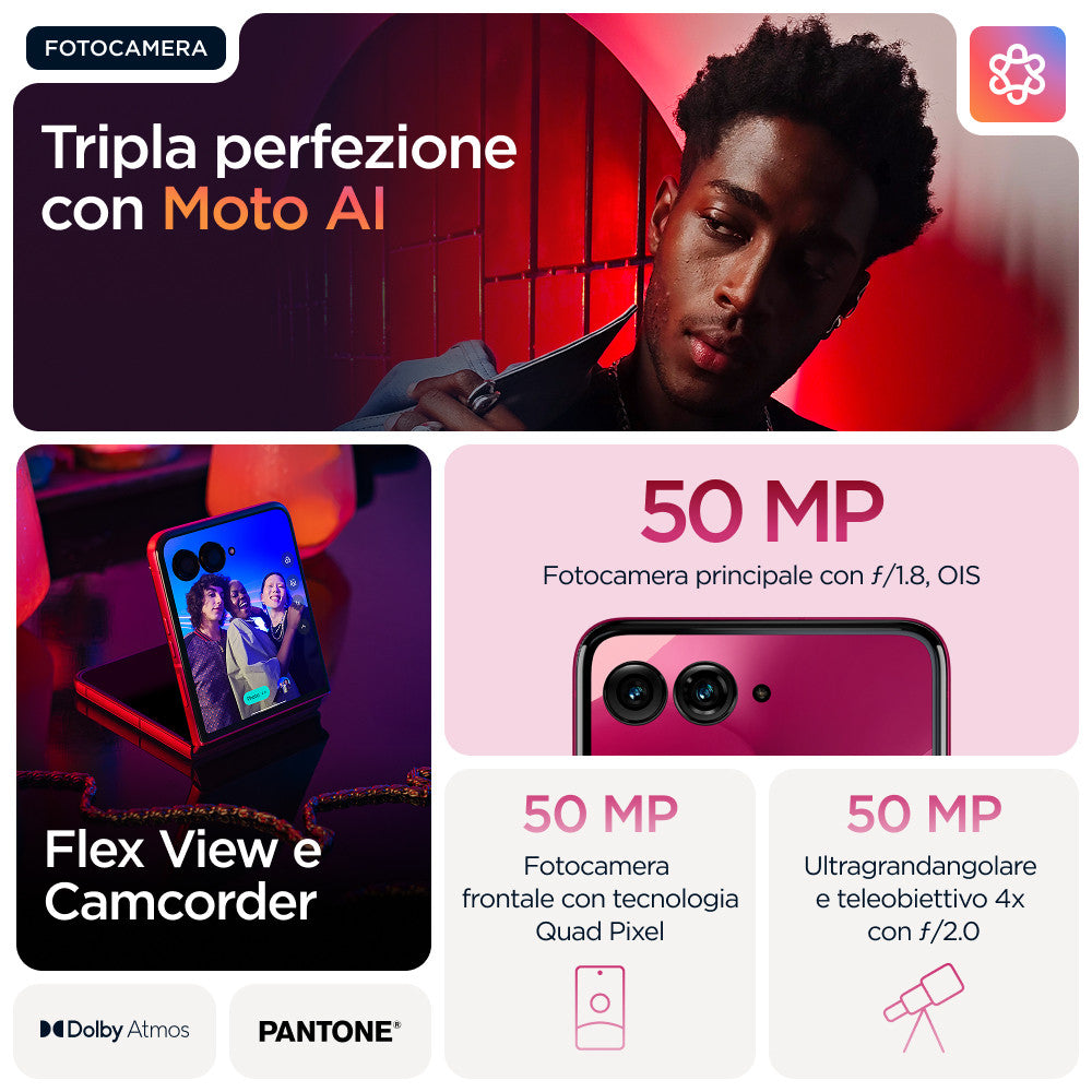Motorola razr 60 ultra Smartphone Pieghevole 5G 512GB Rosa Android 15 Doppia SIM
