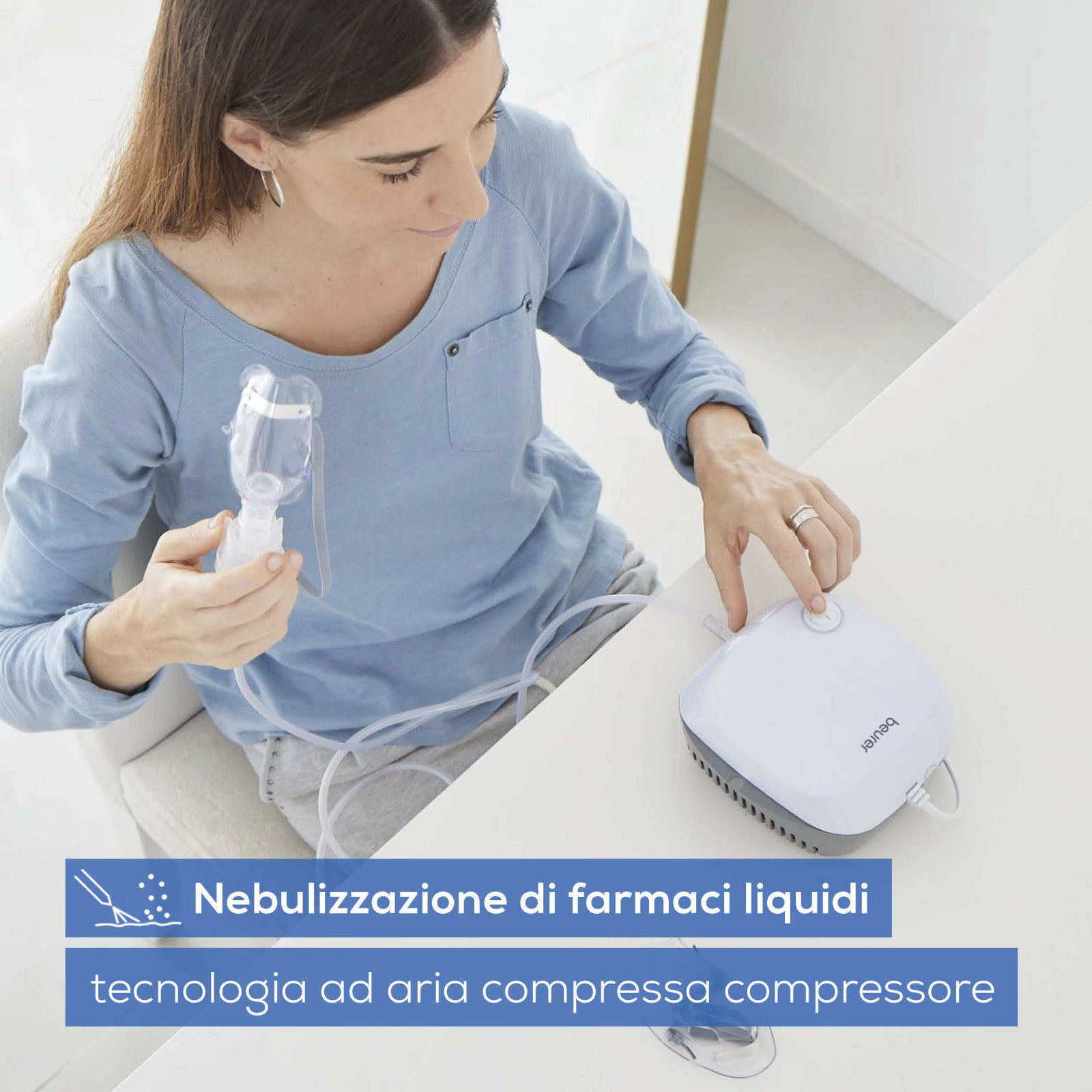 Beurer IH 18 Aerosol ad Aria Compressa per Vie Respiratorie con Accessori Completi