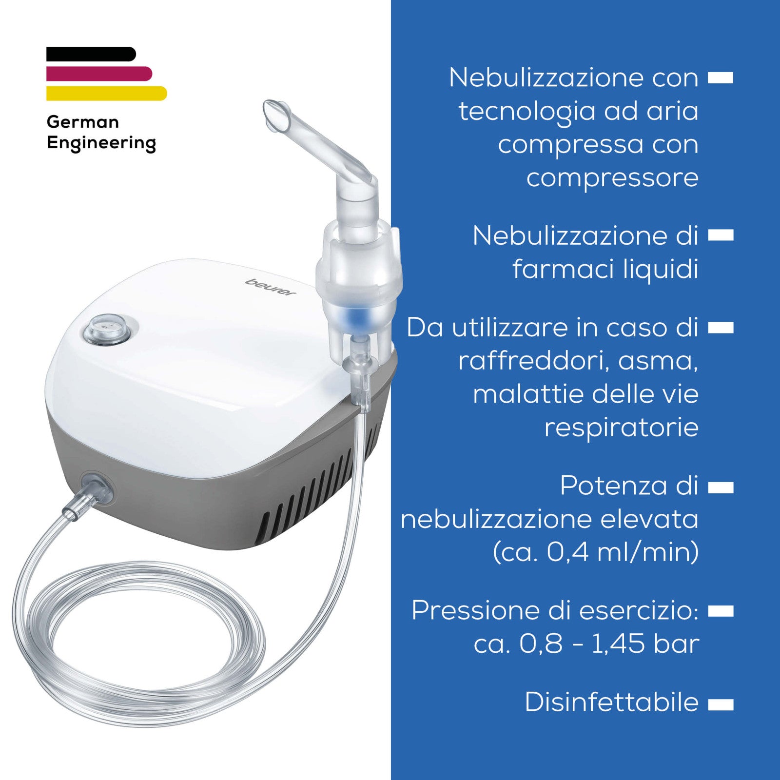 Beurer IH 18 Aerosol ad Aria Compressa per Vie Respiratorie con Accessori Completi