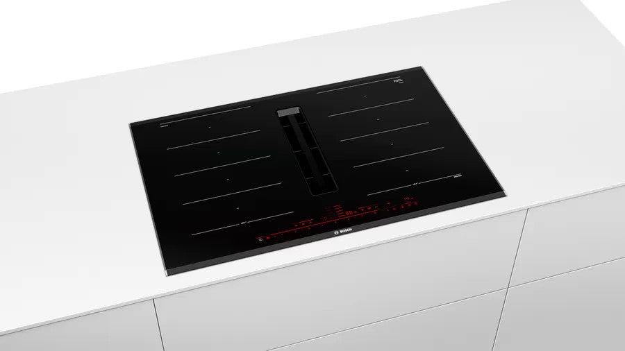 Bosch Serie 8 PXX875D67E Piano Cottura Induzione 80cm 4 Fornelli Cappa Integrata Nero