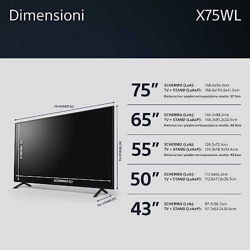 Sony BRAVIA KD-43X75WL TV LED 4K HDR 43 pollici Google TV Nero