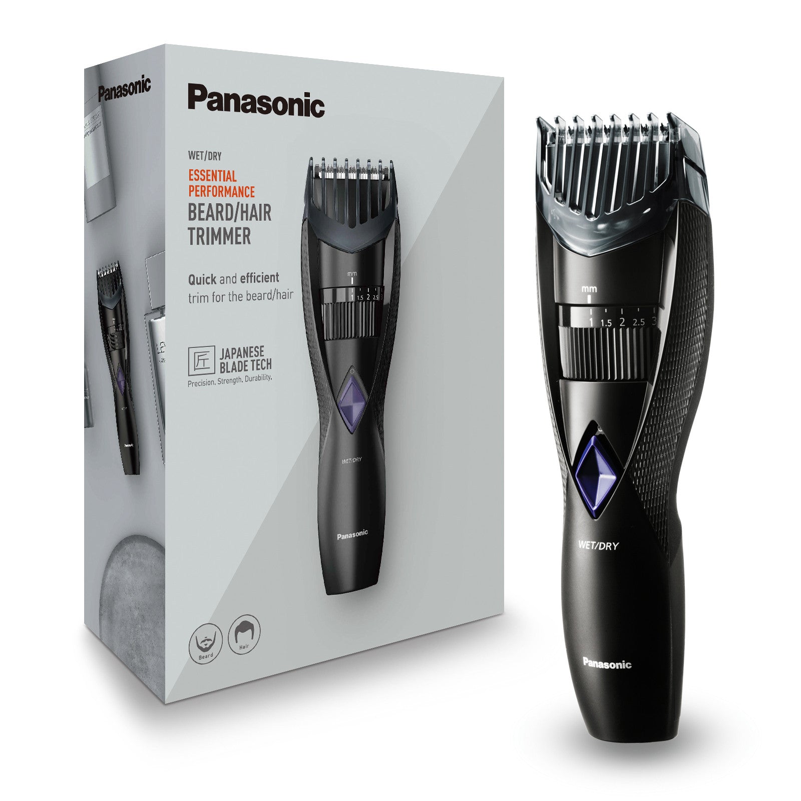 Panasonic Regolabarba e Tagliacapelli ER-GB37-K503 Nero Wet&Dry 20 Lunghezze Lavabile