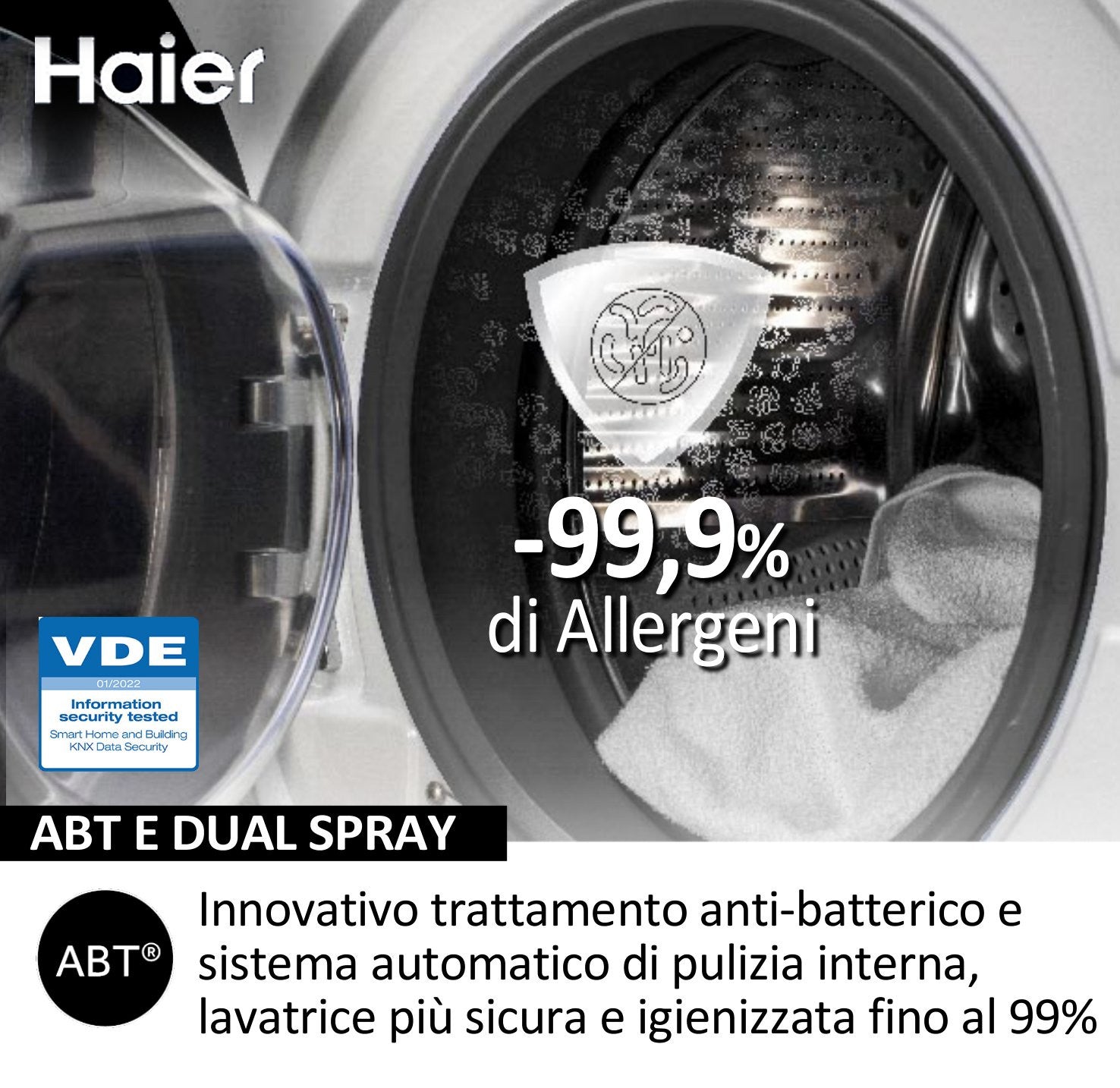 Haier HW80BP14929AS Lavatrice 8kg Carica Frontale 1400 Giri Classe A Bianco