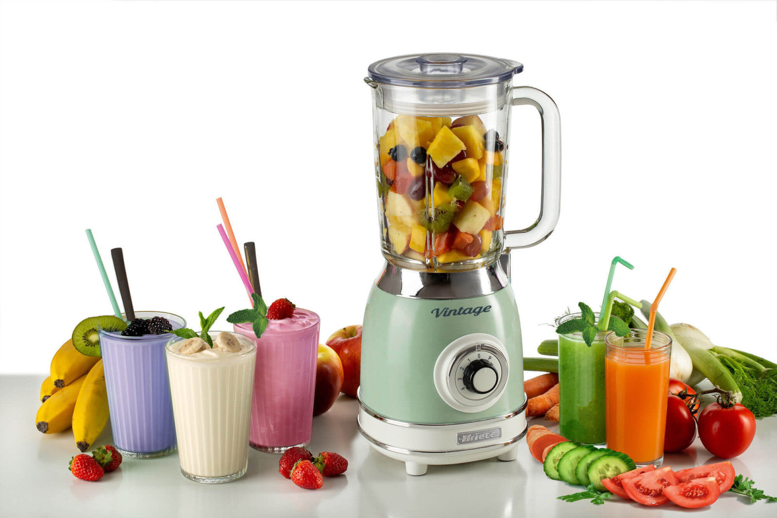 Ariete Frullatore Vintage 583 Verde 1,5L Vetro 1000W 4 Lame da Cucina