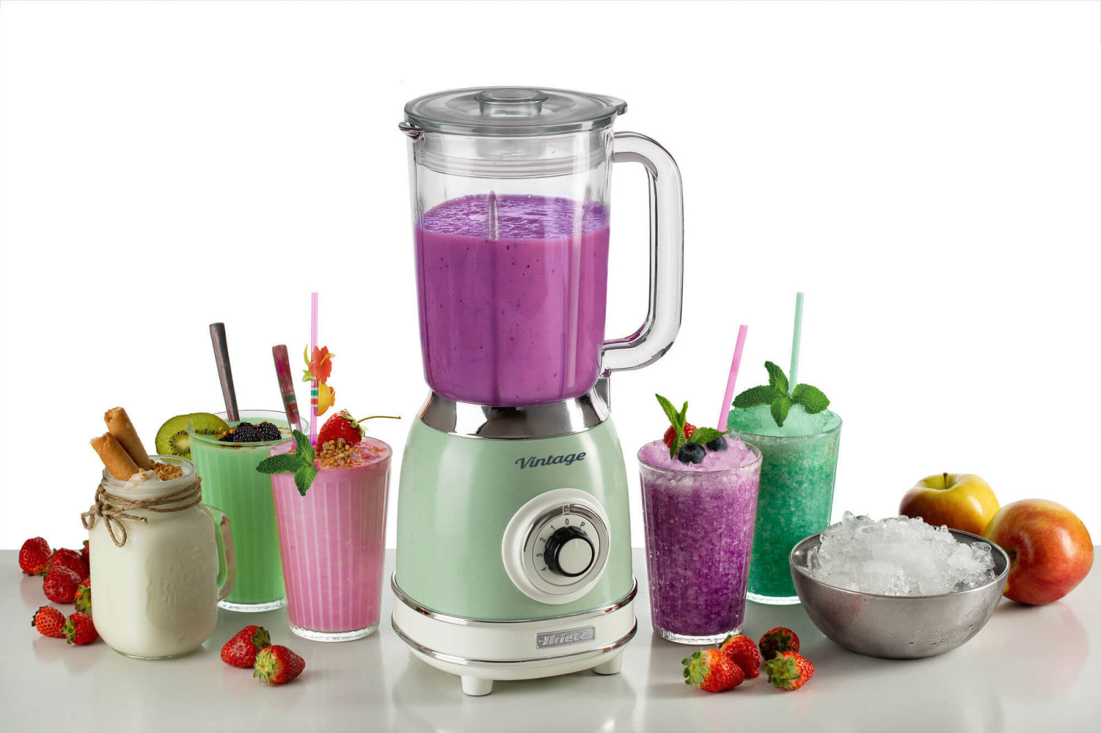 Ariete Frullatore Vintage 583 Verde 1,5L Vetro 1000W 4 Lame da Cucina