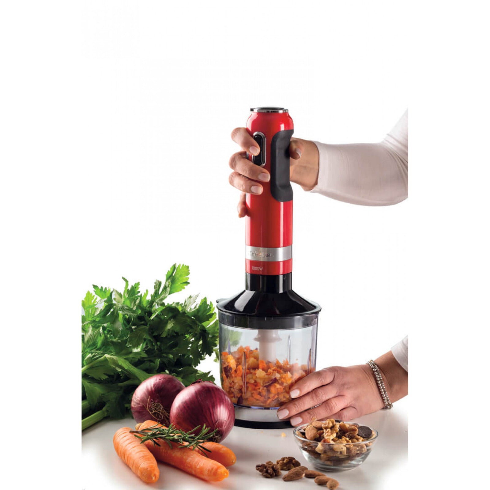 Ariete Frullatore ad immersione Moderna 602 1000W 10 velocità Turbo Rosso
