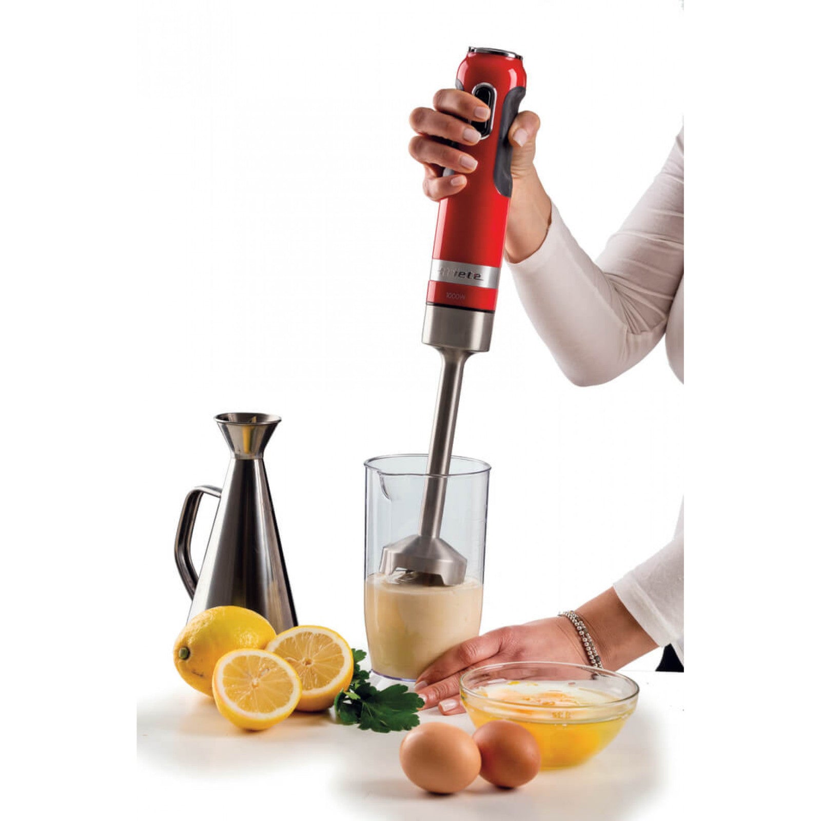 Ariete Frullatore ad immersione Moderna 602 1000W 10 velocità Turbo Rosso
