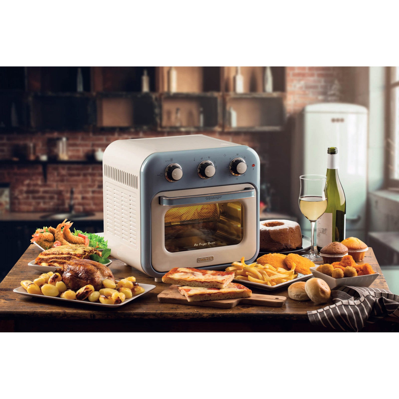 Ariete 4632 Friggitrice ad Aria e Forno 16L 1400W Celeste Vintage 2in1