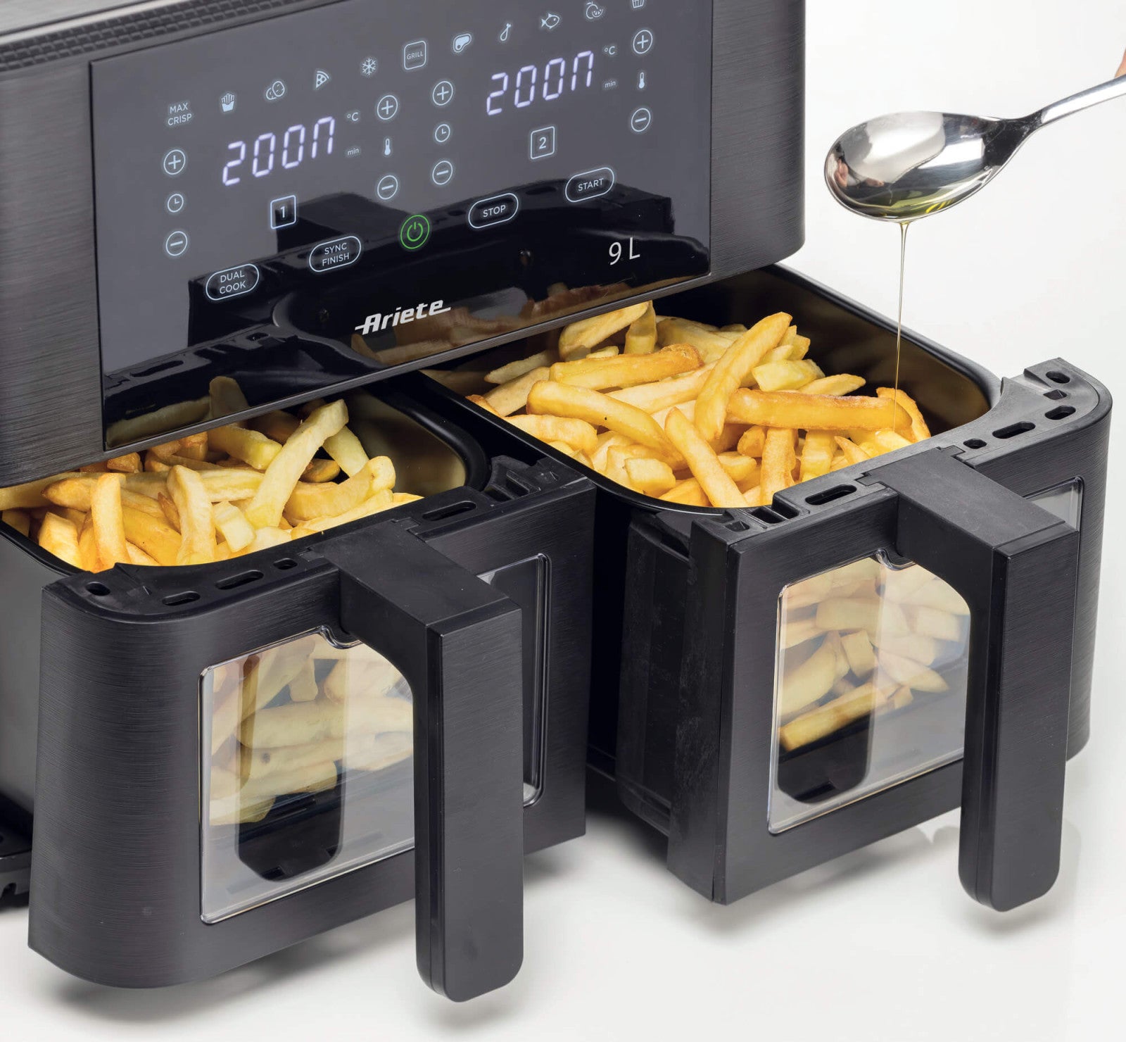Ariete Friggitrice ad Aria Doppia 4631 9L 2400W Nero con Doppio Cestello