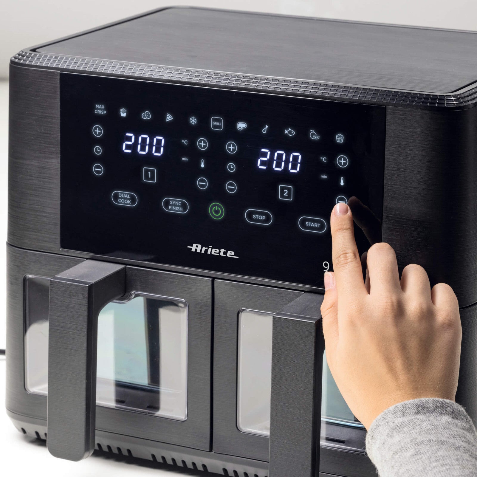 Ariete Friggitrice ad Aria Doppia 4631 9L 2400W Nero con Doppio Cestello