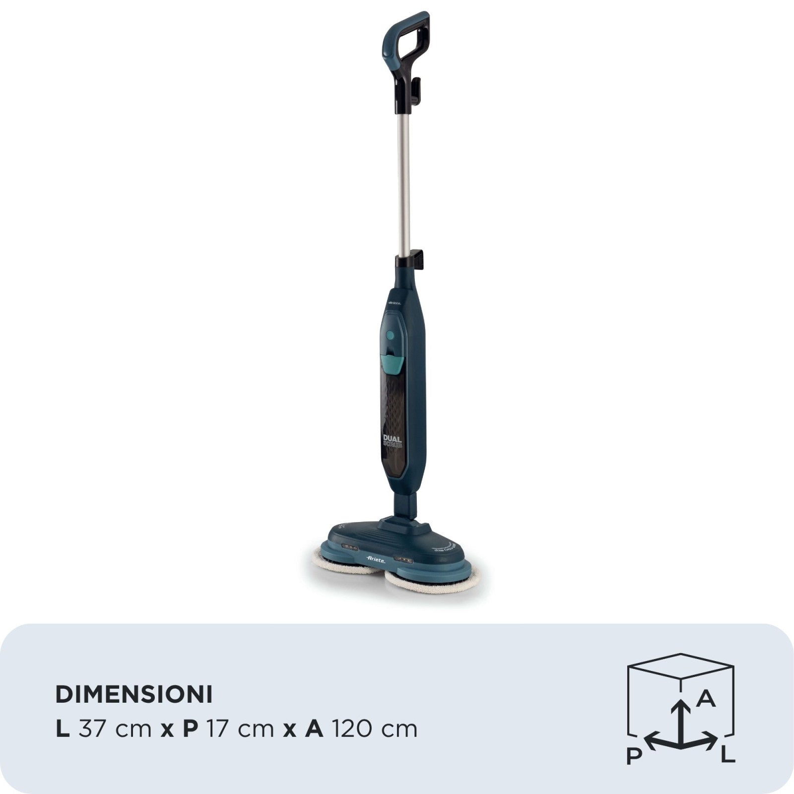 Ariete Dual Steam Scrub 4178/00 Scopa a Vapore 1200W, Serbatoio 400cc - Blu