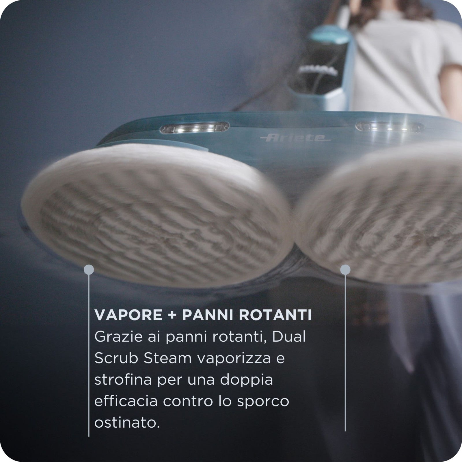 Ariete Dual Steam Scrub 4178/00 Scopa a Vapore 1200W, Serbatoio 400cc - Blu
