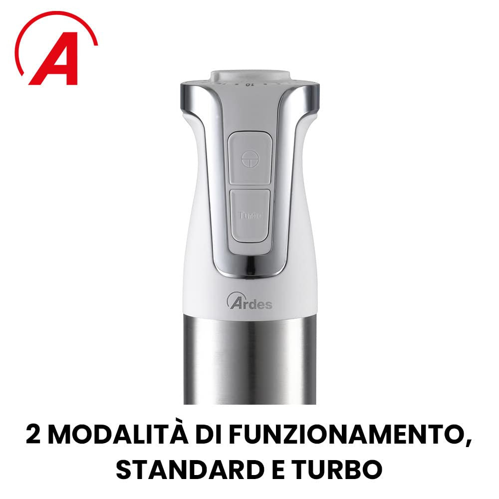 Ardes ARSET01 Frullatore a Immersione 3 in 1 1000W con Frusta e Tritatutto