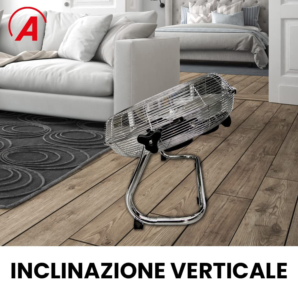 Ardes AR5C40B Ventilatore da Pavimento 40cm 3 Pale Alluminio Cromato 90W 3 Velocità