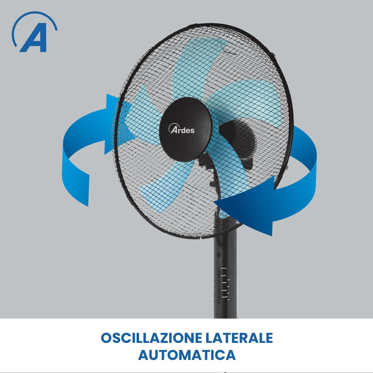 Ardes AR5ST40PNR Ventilatore a Piantana 40cm 5 Pale Oscillante con Telecomando