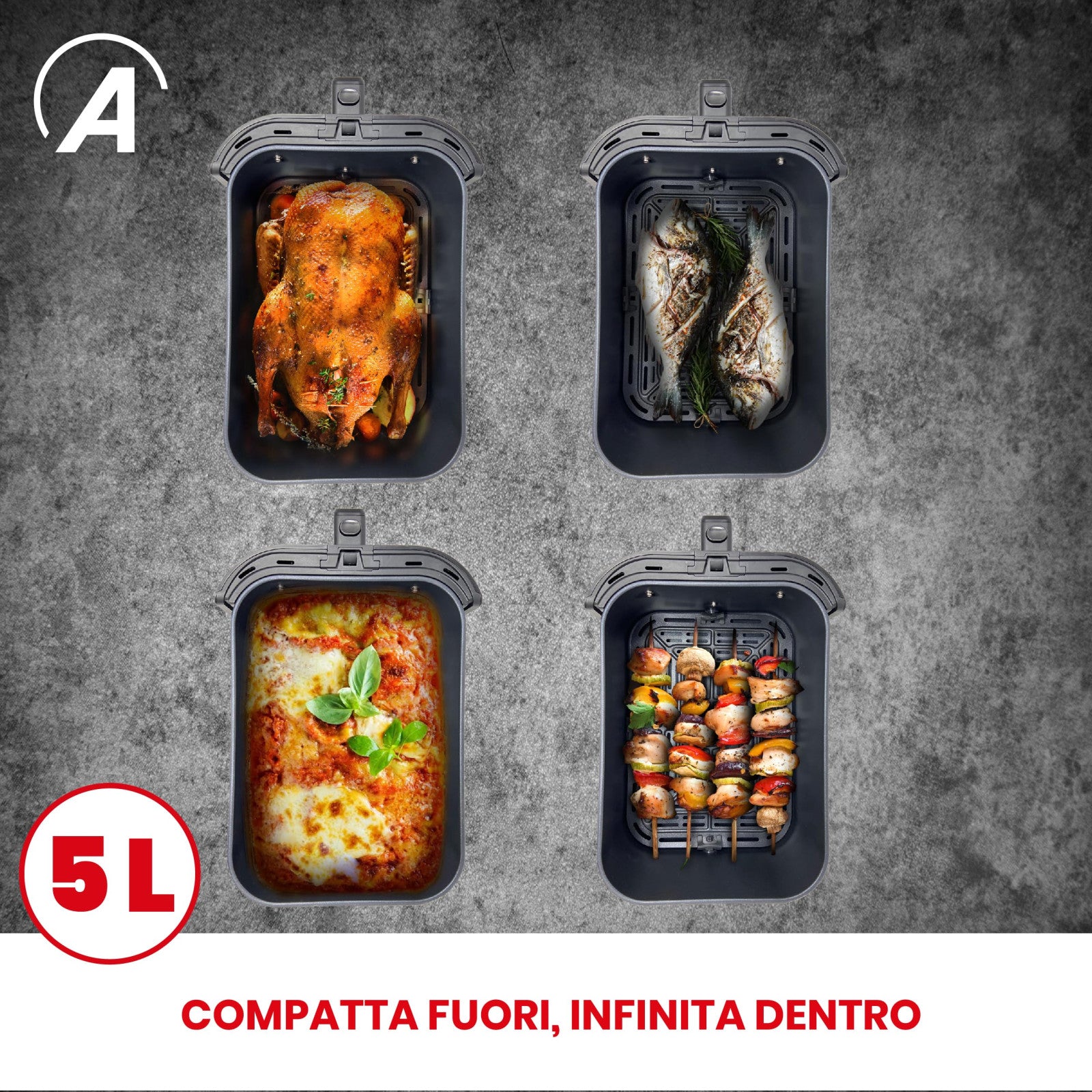 Ardes Friggitrice ad Aria ARFRYA10L 5 Litri Nera Slim Display Digitale Touch
