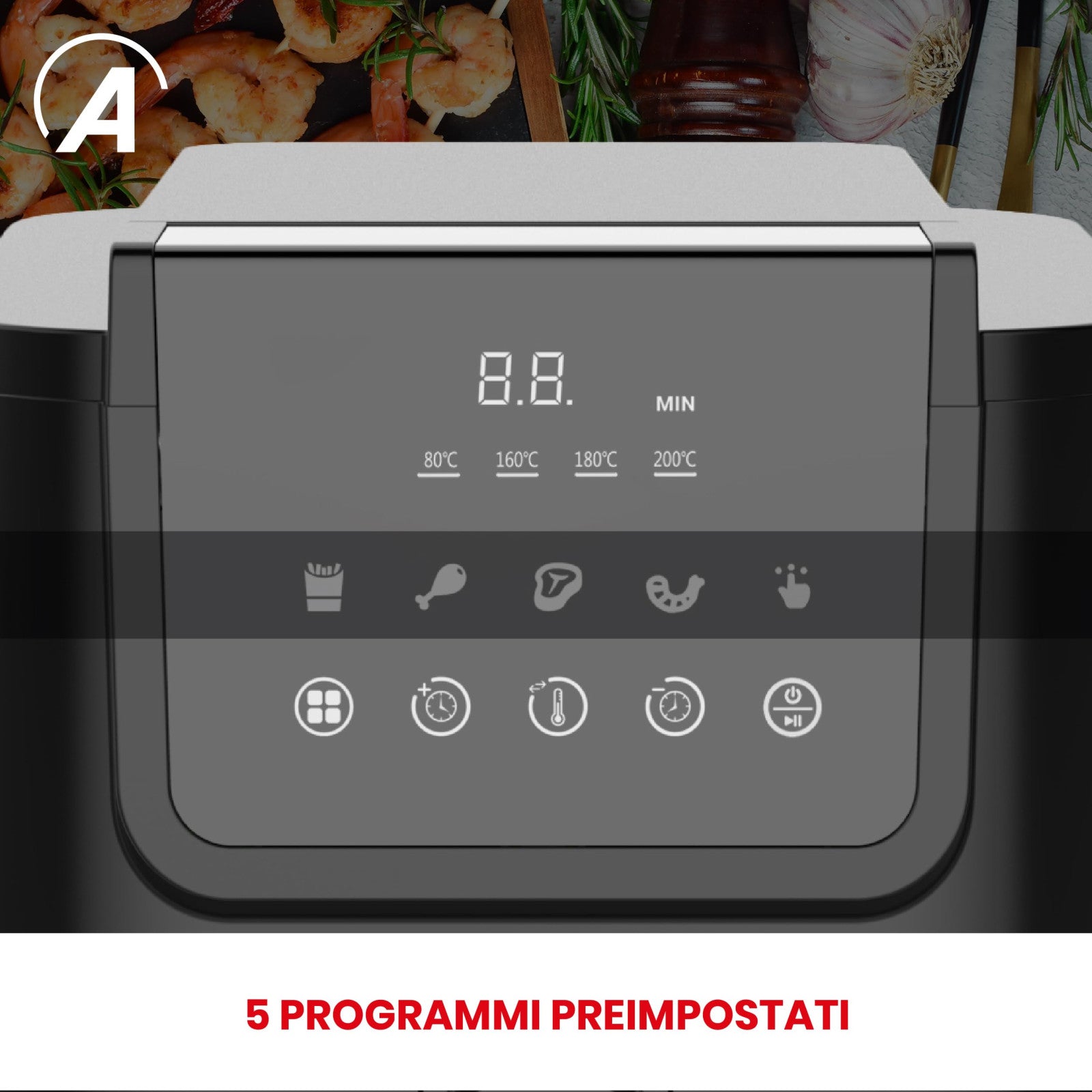 Ardes Friggitrice ad Aria ARFRYA10L 5 Litri Nera Slim Display Digitale Touch