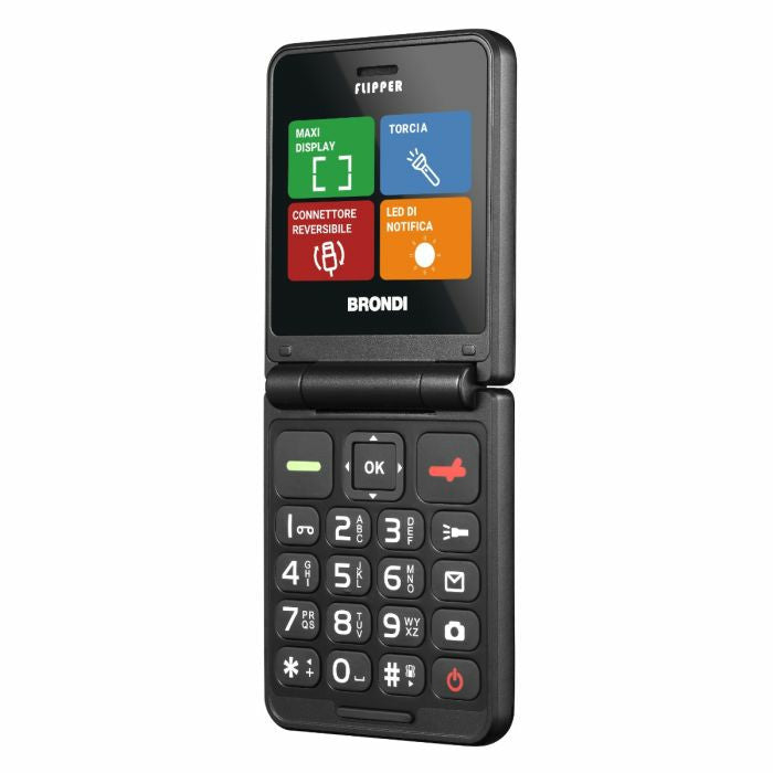 Brondi Flipper Telefono Cellulare Basico Doppia SIM 2G Nero Clamshell 2.4