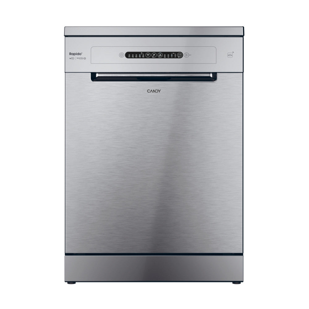 Candy Lavastoviglie RapidÓ CF 4E7L0X Libera installazione 14 coperti Inox Wi-Fi