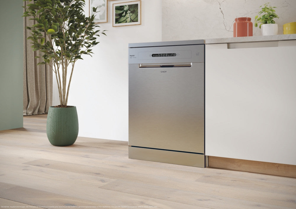 Candy Lavastoviglie RapidÓ CF 4E7L0X Libera installazione 14 coperti Inox Wi-Fi
