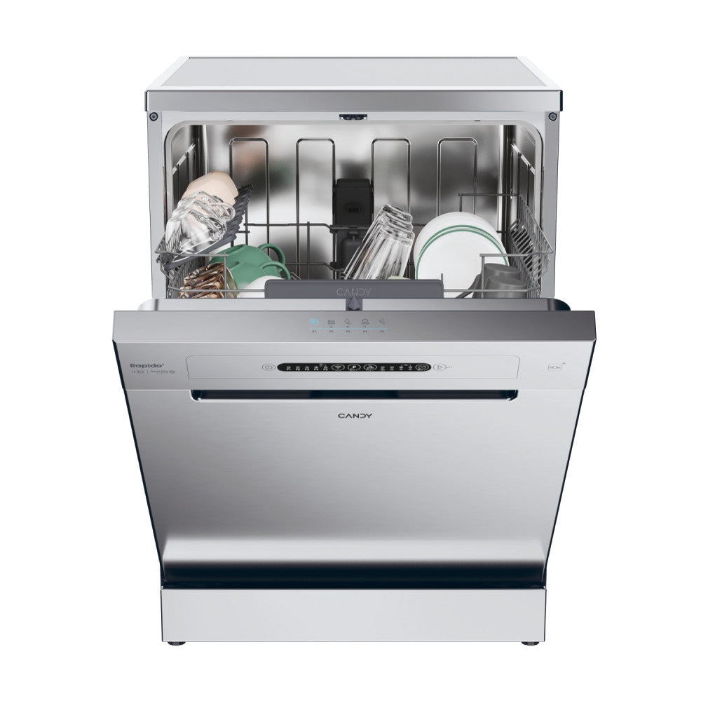 Candy Lavastoviglie RapidÓ CF 4E7L0X Libera installazione 14 coperti Inox Wi-Fi