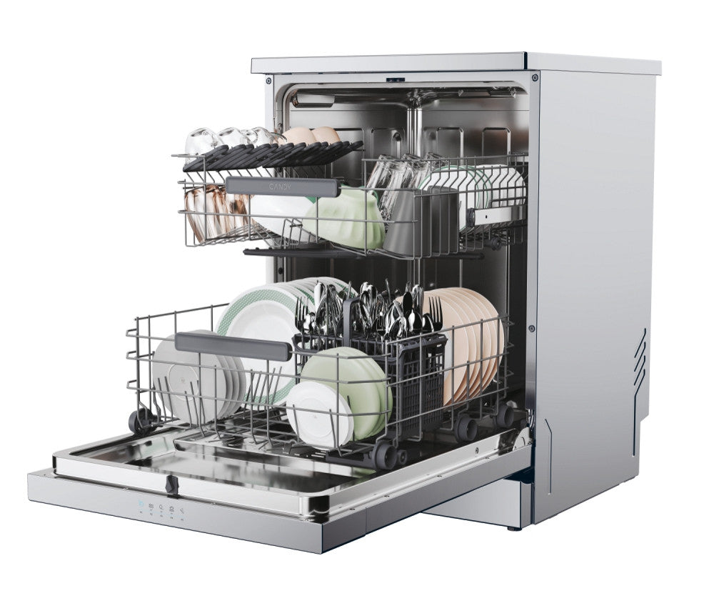 Candy Lavastoviglie RapidÓ CF 4E7L0X Libera installazione 14 coperti Inox Wi-Fi