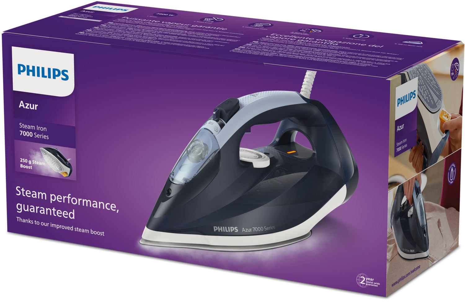 Philips Ferro da Stiro a Vapore 7000 DST7030/20 2800W Blu Scuro