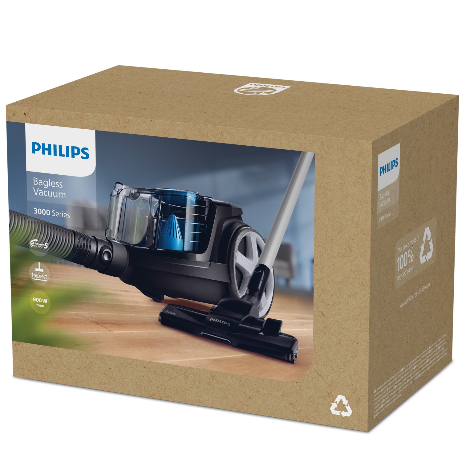 Philips Aspirapolvere Senza Sacco Serie 3000 FC9331/09 PowerCyclone 5 1,5L Nero Blu