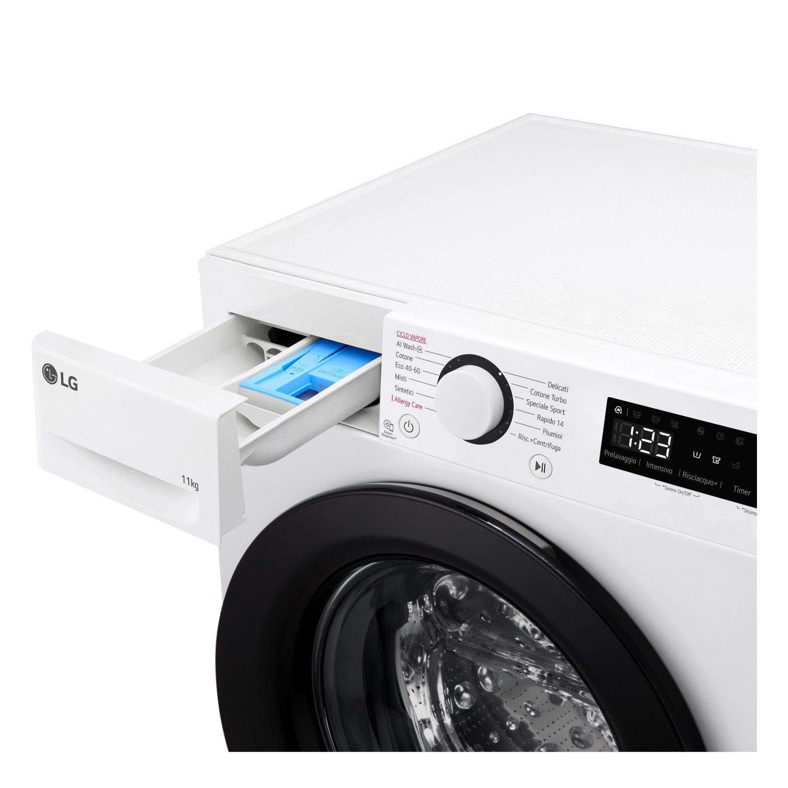 LG Washing Machine 11kg Front Load 1400 rpm Class A White with Steam F4R3011NSWB