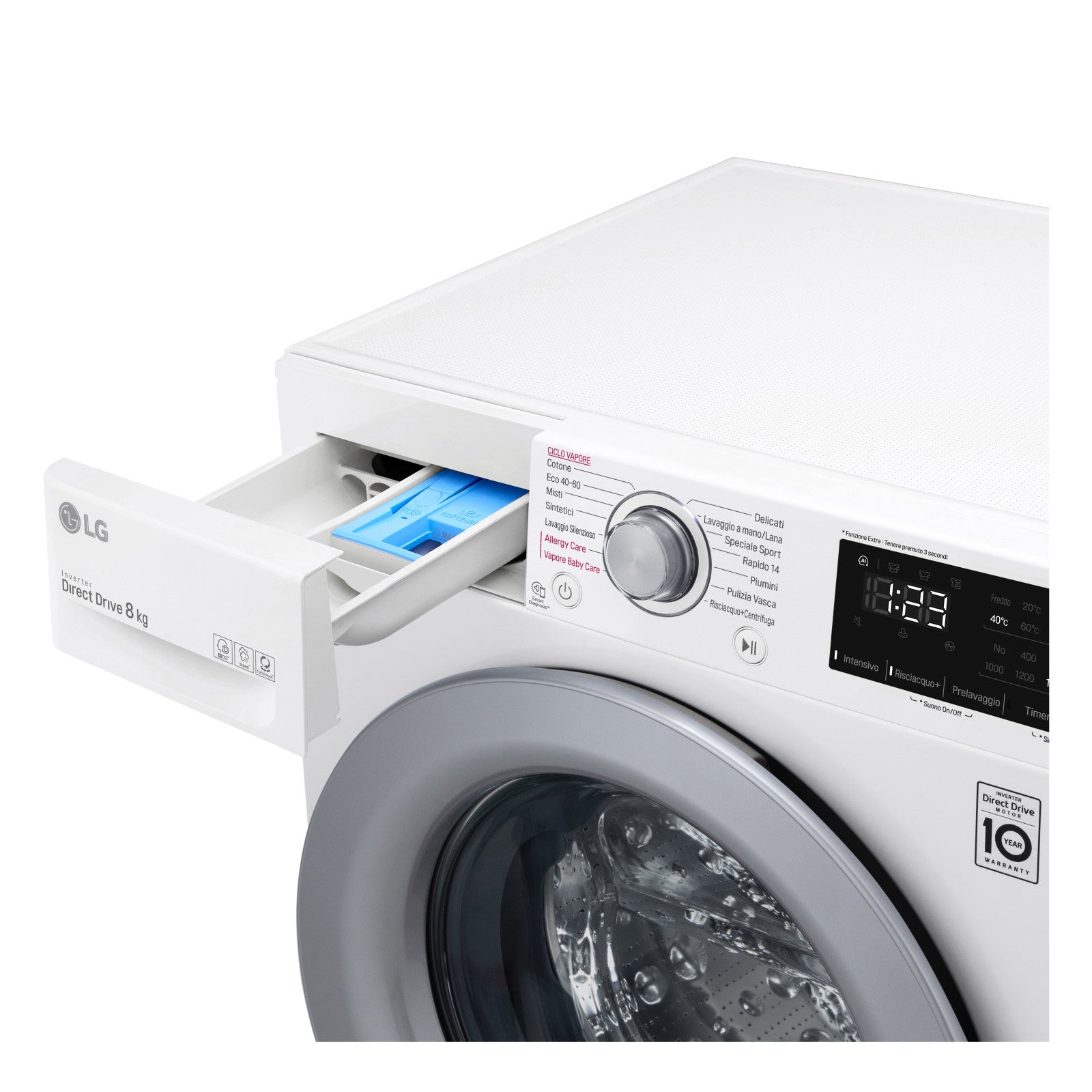 LG Lavatrice Slim F2WV3S7S4E 7kg Classe D Vapore AI DD Carica Frontale 1200 giri
