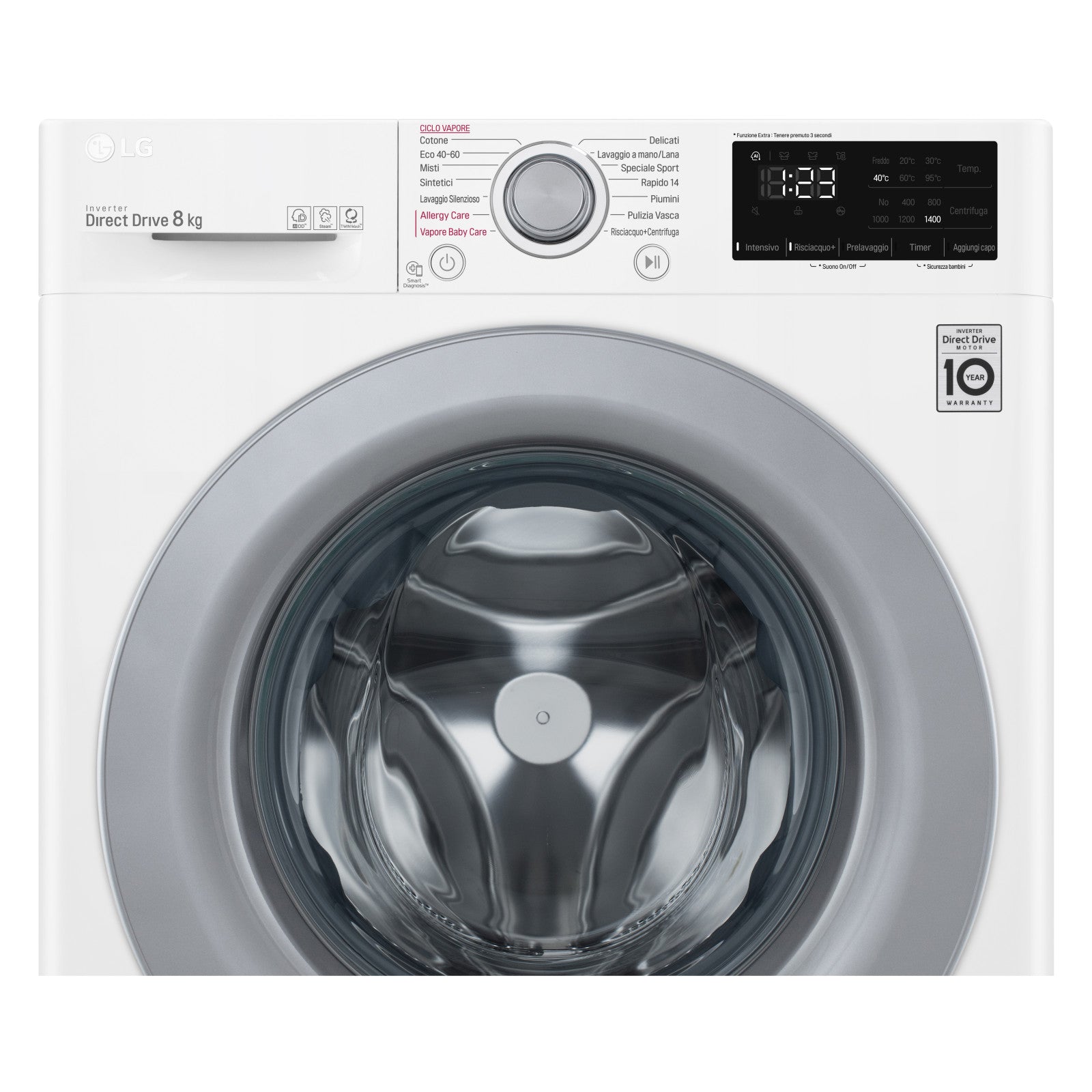 LG Lavatrice Slim F2WV3S7S4E 7kg Classe D Vapore AI DD Carica Frontale 1200 giri