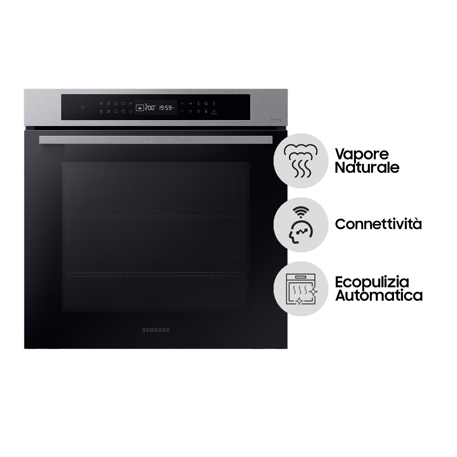 Samsung NV7B4040VBS Forno Incasso Multifunzione 76L A+ Wi-Fi Vapore Inox