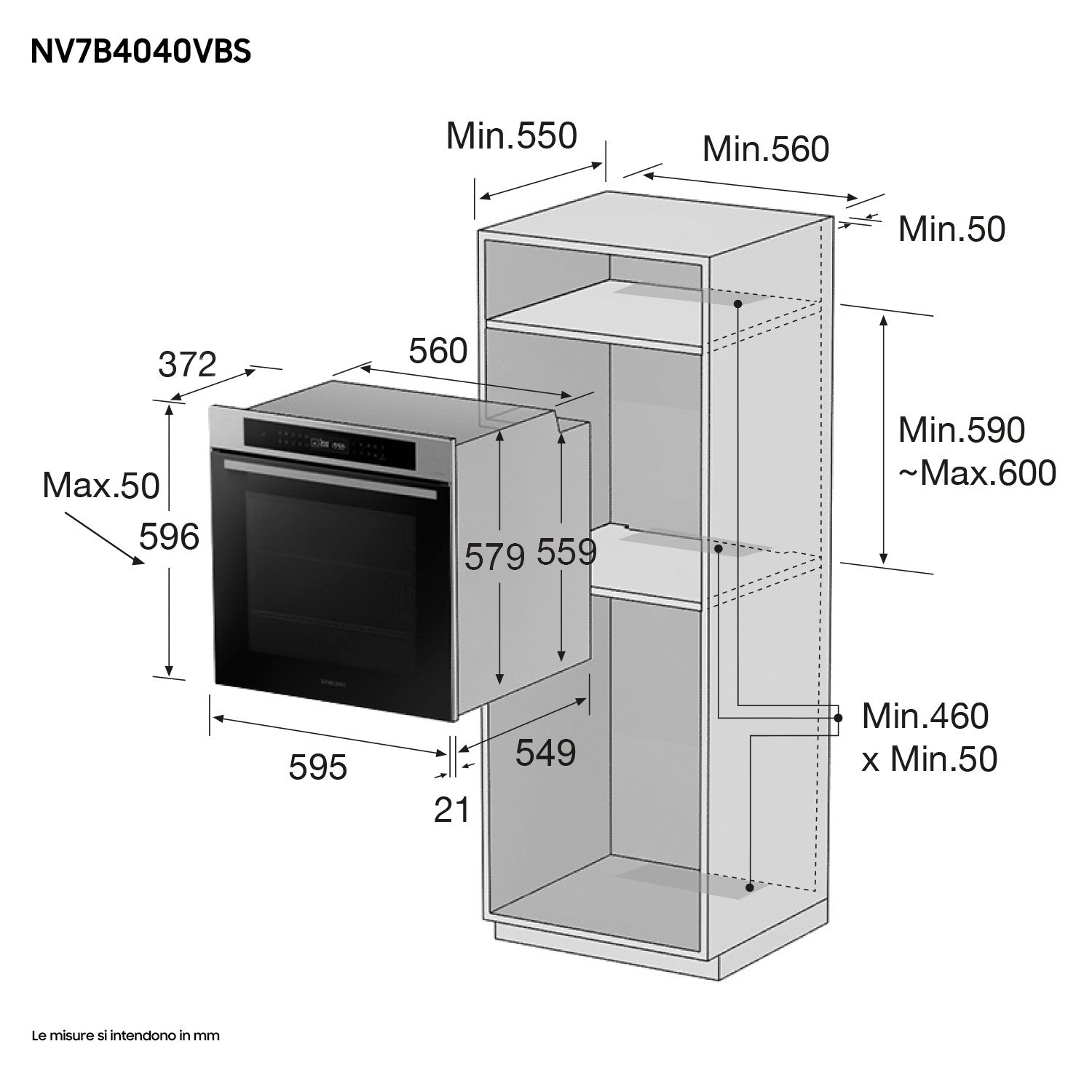 Samsung NV7B4040VBS Forno Incasso Multifunzione 76L A+ Wi-Fi Vapore Inox