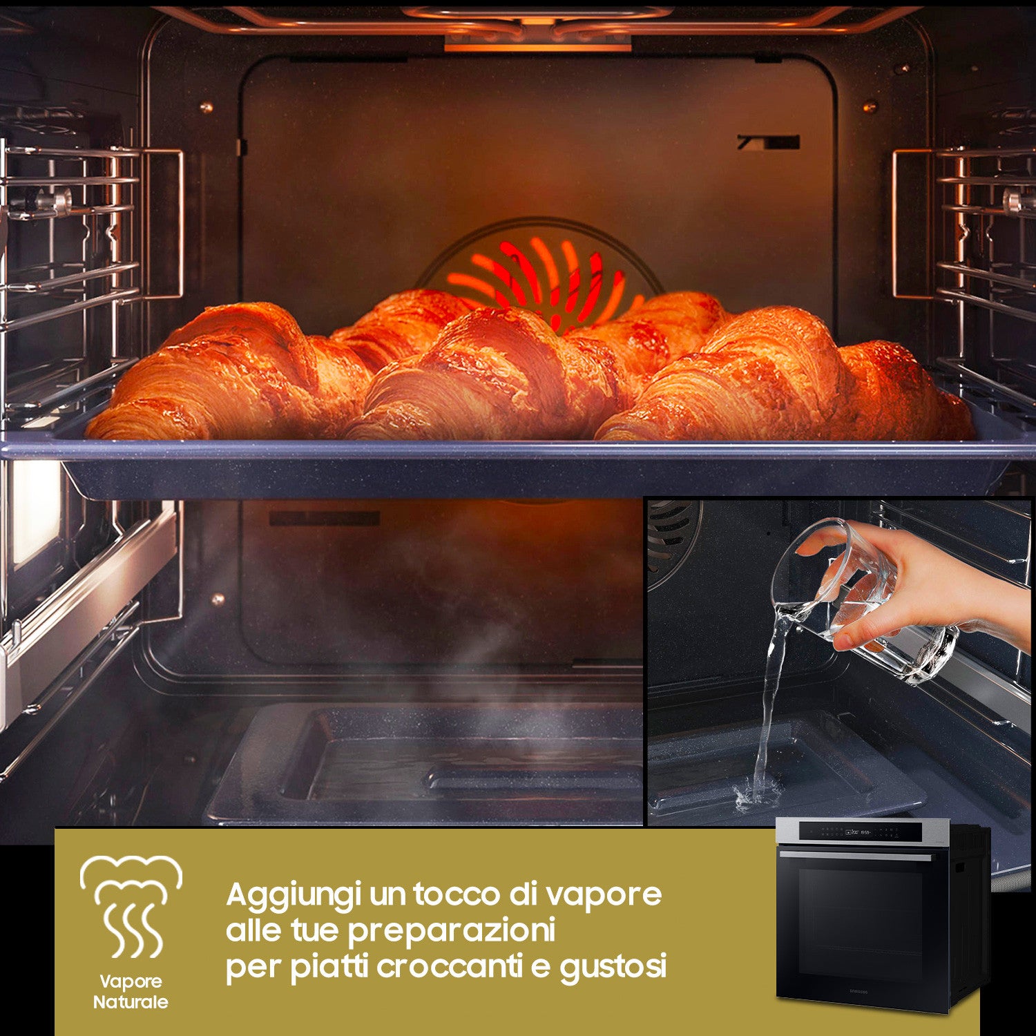 Samsung NV7B4040VBS Forno Incasso Multifunzione 76L A+ Wi-Fi Vapore Inox
