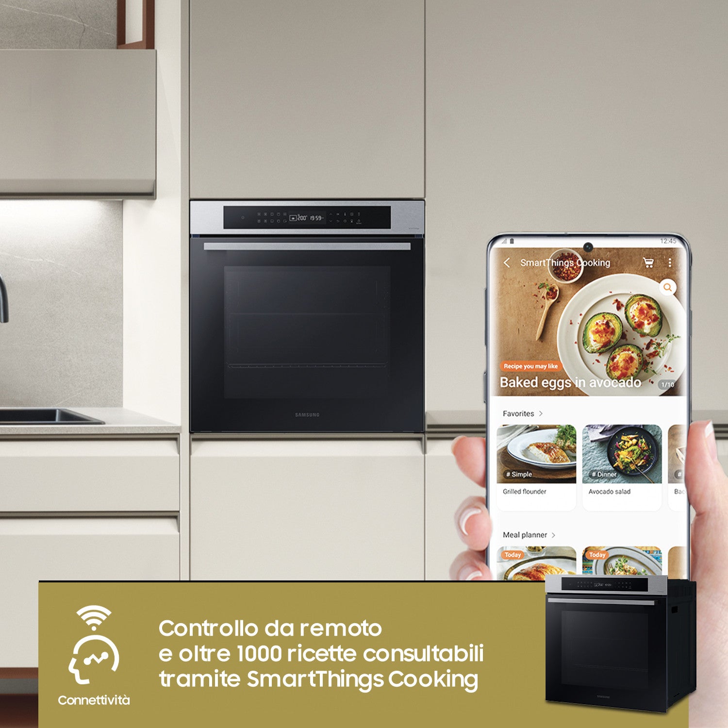 Samsung NV7B4040VBS Forno Incasso Multifunzione 76L A+ Wi-Fi Vapore Inox