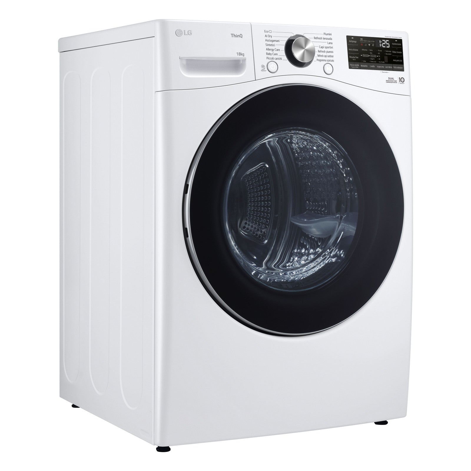 LG Asciugatrice RH18U8AVCW 18kg Pompa di Calore DUAL Inverter A+++ Wi-Fi