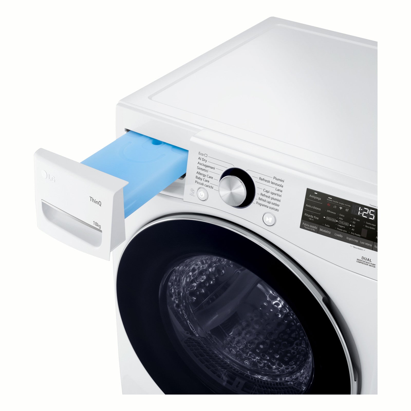 LG Asciugatrice RH18U8AVCW 18kg Pompa di Calore DUAL Inverter A+++ Wi-Fi