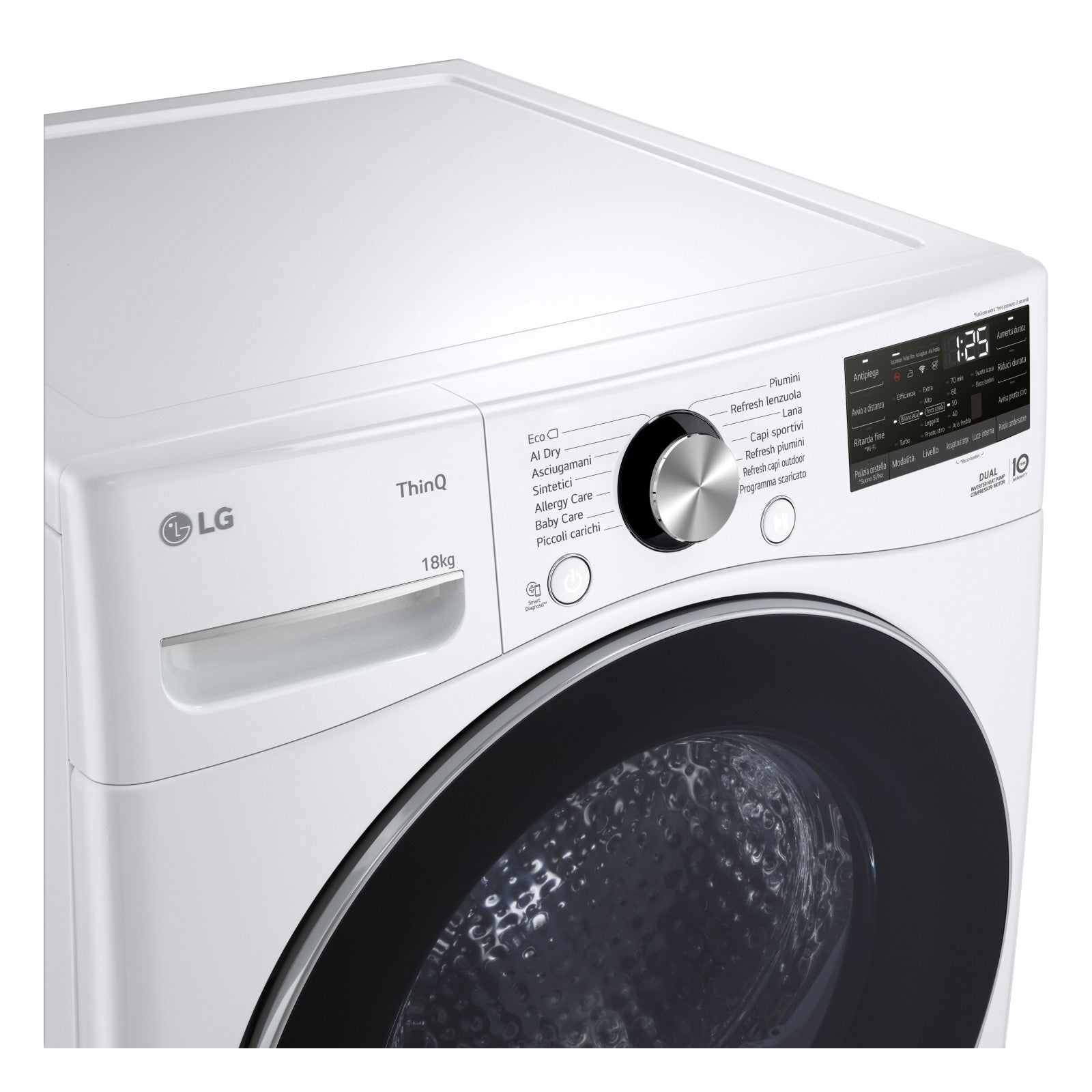 LG Asciugatrice RH18U8AVCW 18kg Pompa di Calore DUAL Inverter A+++ Wi-Fi