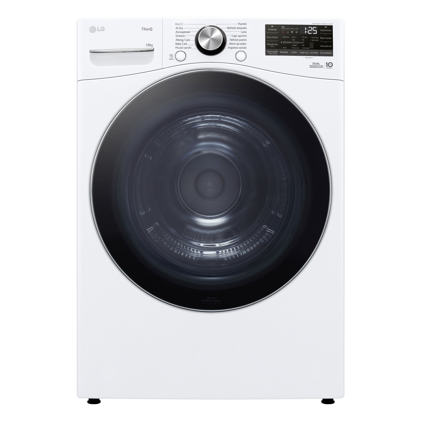 LG Asciugatrice RH18U8AVCW 18kg Pompa di Calore DUAL Inverter A+++ Wi-Fi
