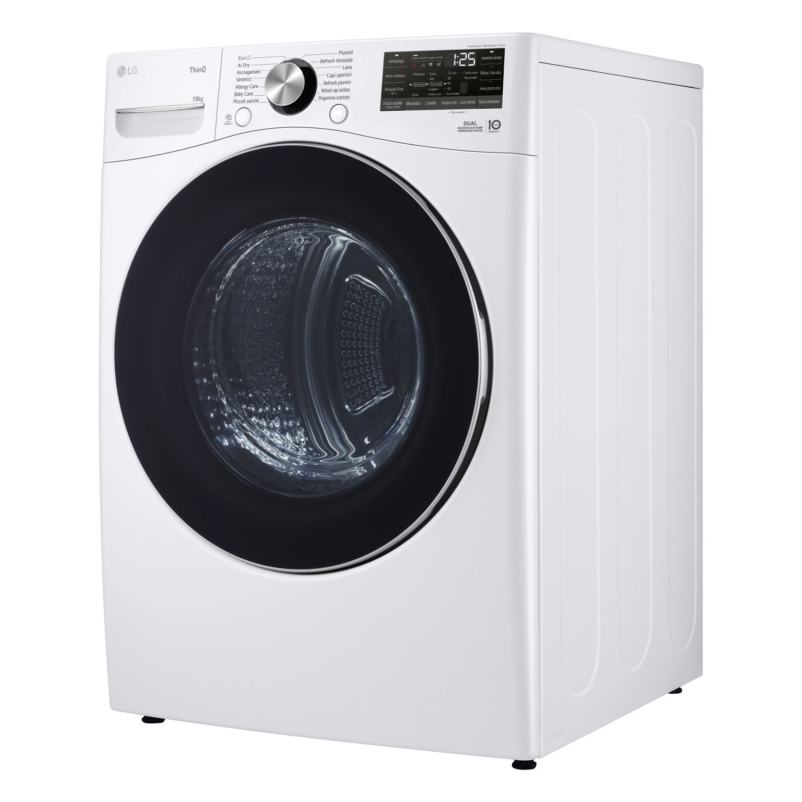 LG Asciugatrice RH18U8AVCW 18kg Pompa di Calore DUAL Inverter A+++ Wi-Fi