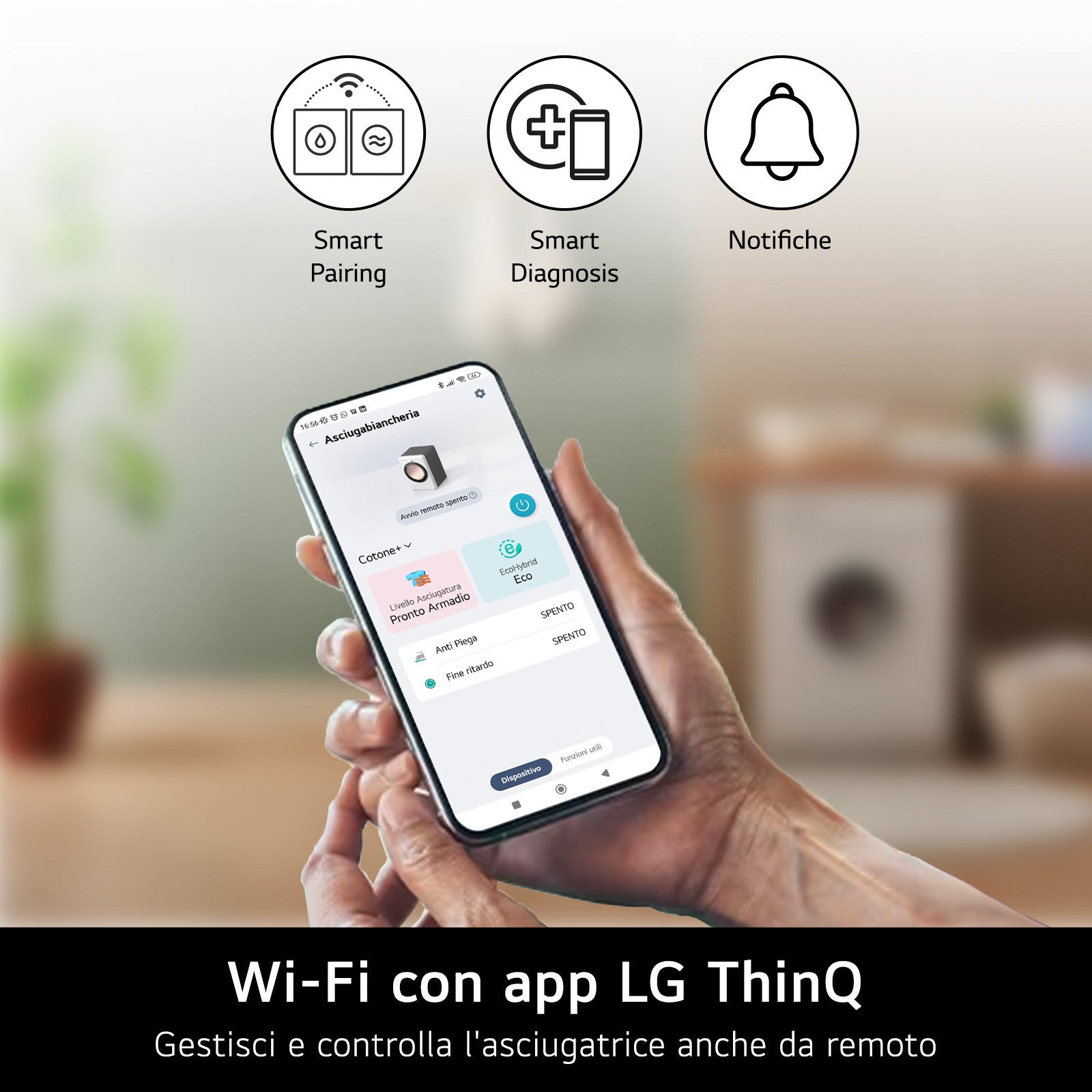 LG Asciugatrice RH18U8AVCW 18kg Pompa di Calore DUAL Inverter A+++ Wi-Fi