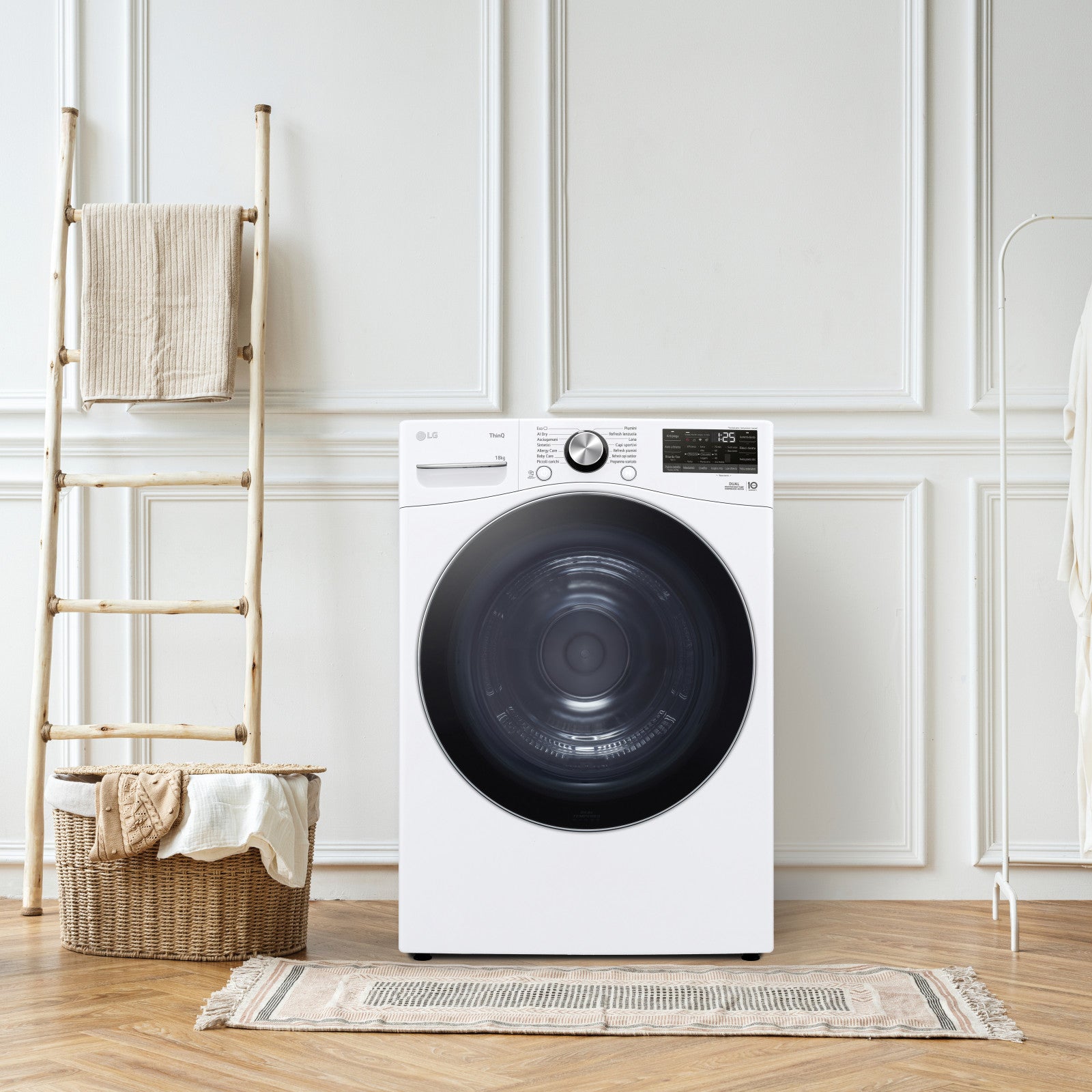 LG Asciugatrice RH18U8AVCW 18kg Pompa di Calore DUAL Inverter A+++ Wi-Fi